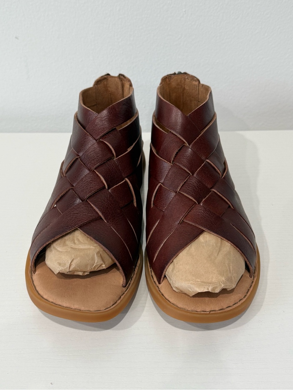 BORN Brown Woven Leather Women's Sandals: worn 1x. Perfect